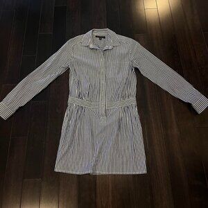 Shirt Dress Petite - Blue and White sailor stripes